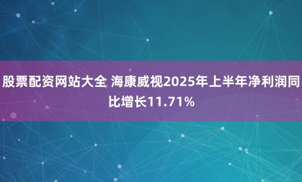 股票配资网站大全 海康威视2025年上半年净利润同比增长11.71%